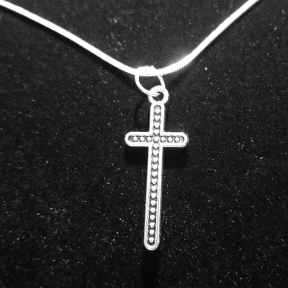 COPY - Beaded Cross 22"\ .925 Sterling Silver Necklace - Picture 1 of 2